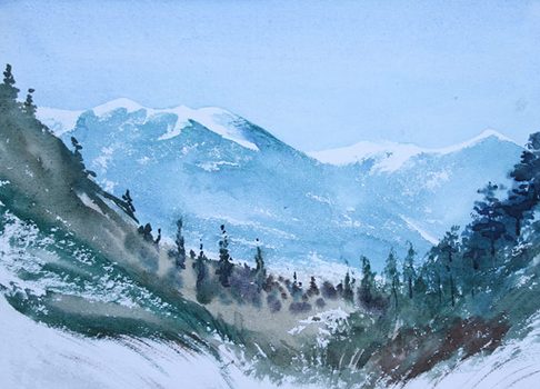 Mountain landscape painting by Daya